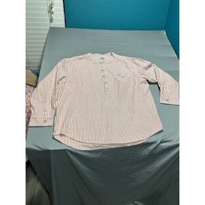Madda Fella  100%‎ Cotton Mens Shirt Popover Henley Seersucker Stripes 2XL